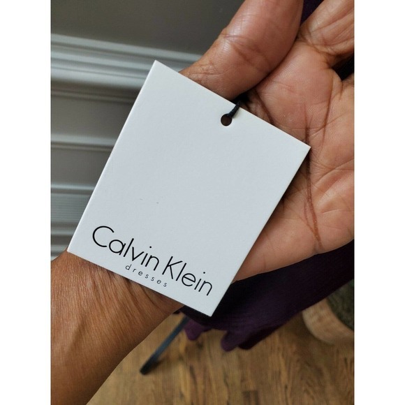 Calvin Klein Women Purple 100% Acrylic Long Sleeve Turtle Neck Knee Length Dress - Picture 8 of 12